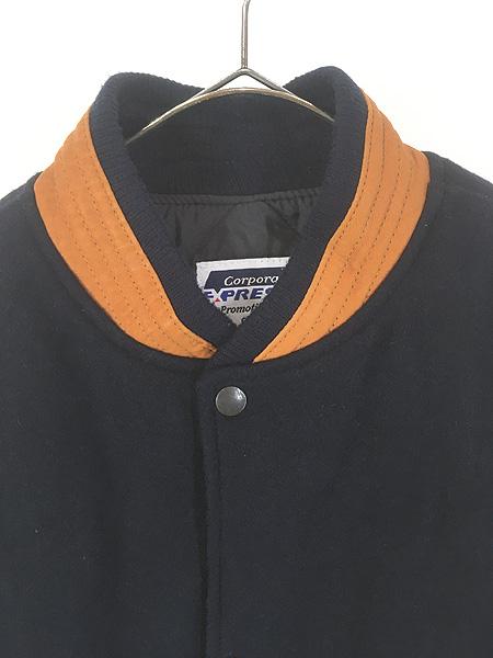 カナダ製 古着 90's レザー メルトン ジャケット スタジャン 無地 黒