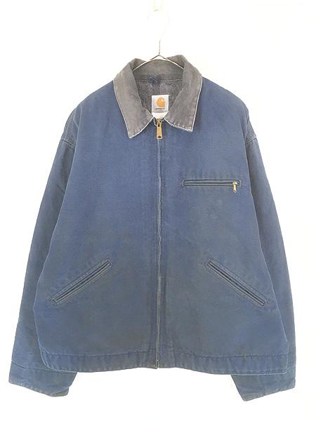 古着 80s USA様 Carhartt 裏地 ストライプ ブランケット ブルー ダック デトロイト ジャケット 50