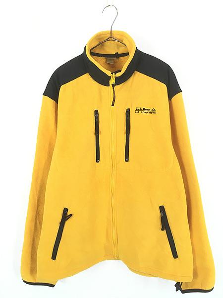古着 90s LL Bean 「ALL CONDITIONS」 イエロー×ブラック オールコンディション フリース ジャケット L Tall