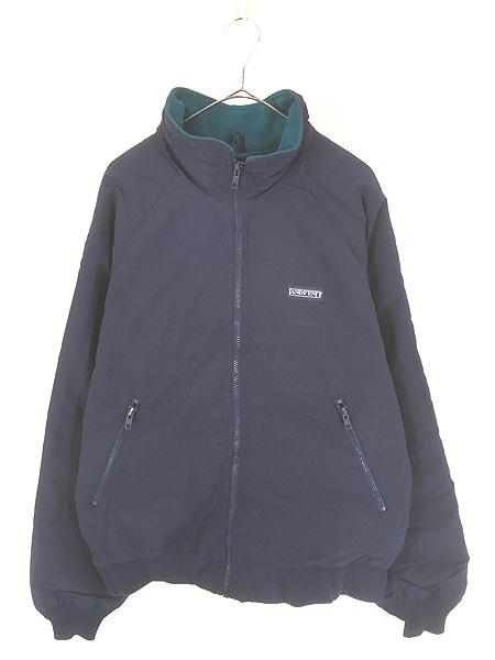 古着 90s USA製 LANDS' END 「Squall」 フリース ライナー パデッド シェルド スコール ジャケット ネイビー M