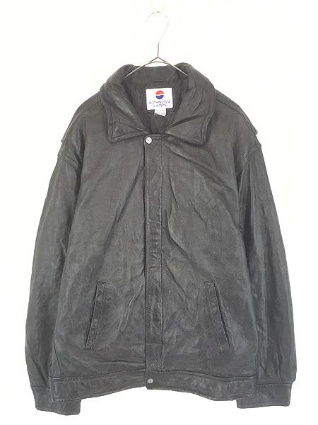 古着 90s PEPSI ペプシ コーラ 企業 本革 カウ レザー スポーツ ジャケット L