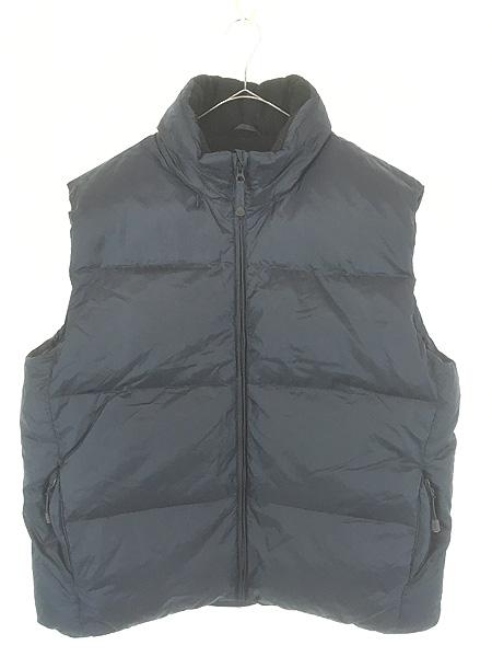 古着 90s GAP 軽量 100% リップストップ ナイロン シェル ダウン ベスト ネイビー L