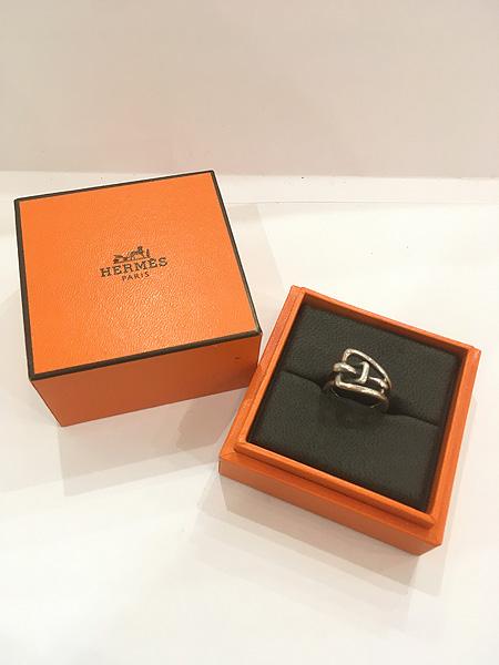 雑貨 古着 Hermes 蟹刻印 belt motif ベルト モチーフ リング 指輪 シルバー800 10号