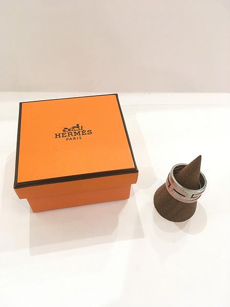 雑貨 古着 Hermes Move H ムーブアッシュ リング 指輪 シルバー925 ピンク 11号