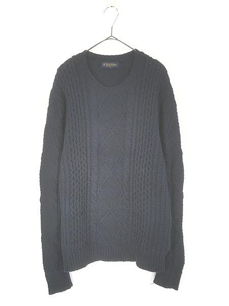 古着 Brooks Brothers ケーブル編み ローゲージ コットン リネン ニット セーター XL