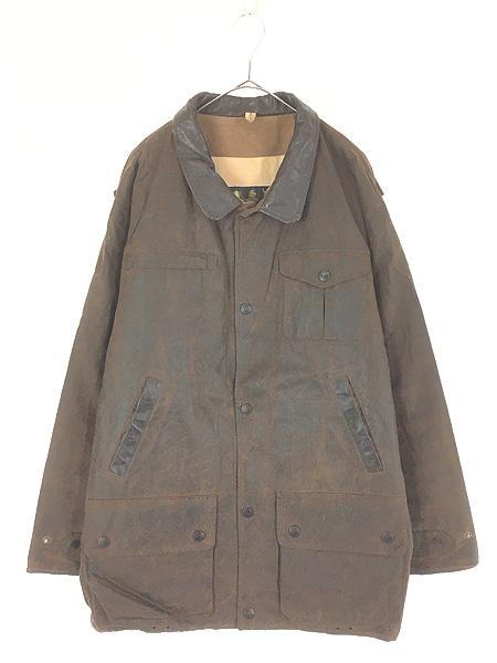 古着 90s 英国製 Barbour 3ワラント 「BEAUFORT」 オイルド ワックス ジャケット コート ブラウン C50