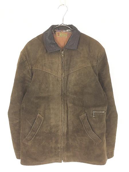 古着 -60s gerskinn garanteras 本革 スエード レザー 3ポケット スポーツ ジャケット M位
