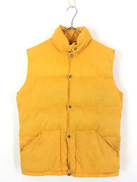 古着 70s TNF The North Face 茶タグ 軽量 ナイロン ダウン ベスト レアカラー イエロー!! M