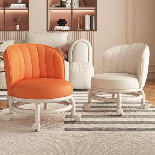 ロースツール 背もたれ キャスター付き椅子 低い椅子 低め 小型 厚手 防水 静音キャスター 360°回転 子供用 低所作業 おしゃれ 金属 オフィススツール クッション サロン 美容室 作業チェア 北欧 丸いす 丸イス