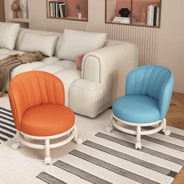 ロースツール 背もたれ キャスター付き椅子 低い椅子 低め 小型 厚手 防水 静音キャスター 360°回転 子供用 低所作業 おしゃれ 金属 オフィススツール クッション サロン 美容室 作業チェア 北欧 丸いす 丸イス