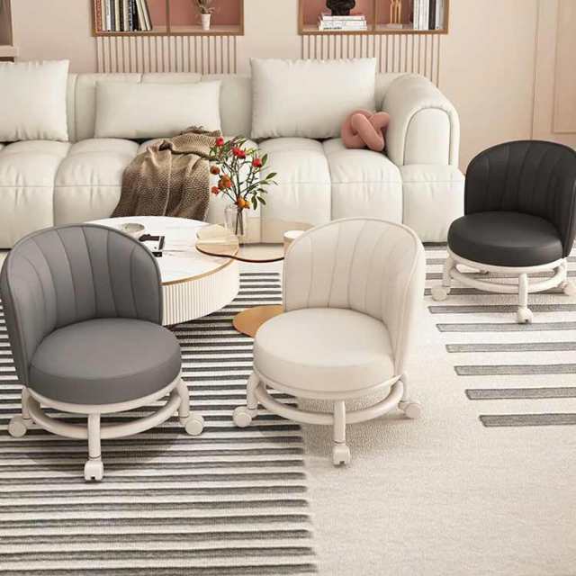 ロースツール 背もたれ キャスター付き椅子 低い椅子 低め 小型 厚手 防水 静音キャスター 360°回転 子供用 低所作業 おしゃれ 金属 オフィススツール クッション サロン 美容室 作業チェア 北欧 丸いす 丸イス