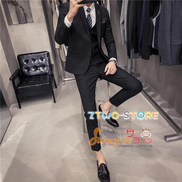 メンズスーツ スリーピーススーツ スリーピース ビジネススーツ