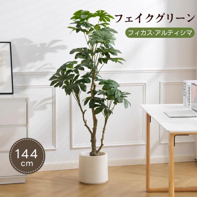 フェイクグリーン 観葉植物 フィカス アルティシマ 144cm フェイク 人工観葉植物 大型 水性塗料 造花 おしゃ