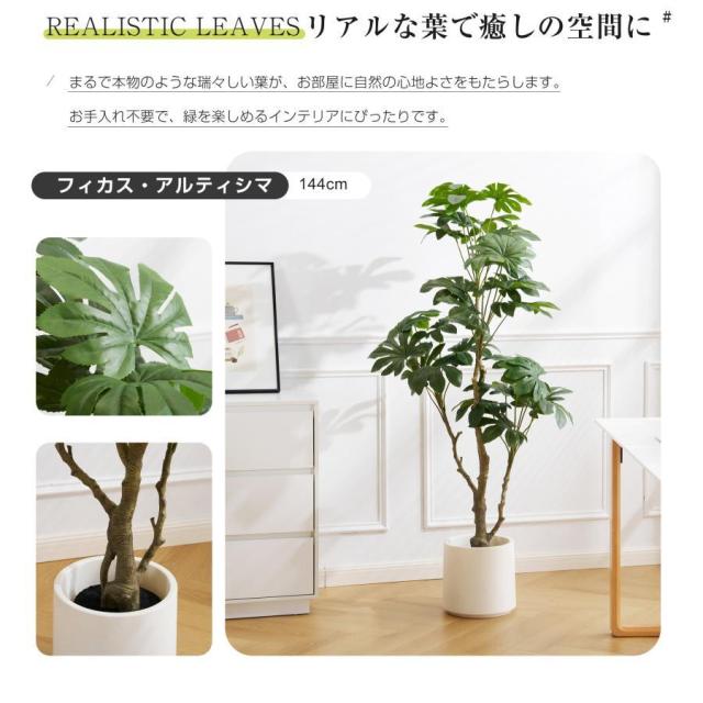 フェイクグリーン 観葉植物 フィカス アルティシマ 144cm フェイク 人工観葉植物 大型 水性塗料 造花 おしゃ