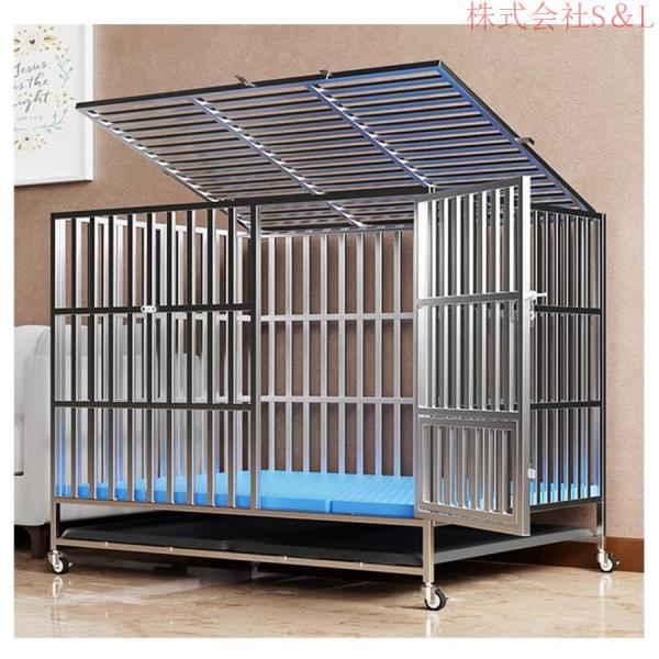 折りたたみ式 犬用ケージ トイレ犬ペット 犬 サークル たステンレス製大型犬と犬用ケージ あらゆる種類のペットの犬と猫に適しの犬用ケージ ペットサークル ペ