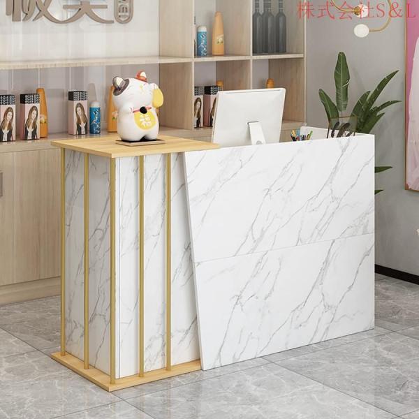 レジカウンター カウンターテーブル 受付カウンター レジ係カウンター 木製スモールフロントデスク（引出し2段）カウンタースーパーフロントデスクスモール 衣料