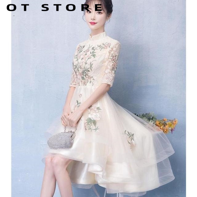 在庫一掃 パーティードレス 結婚式 ドレス 袖あり ロングドレス 演奏会 紺色ドレス きれいめ パーティドレス 二次会 ドレス 卒業式 成人式