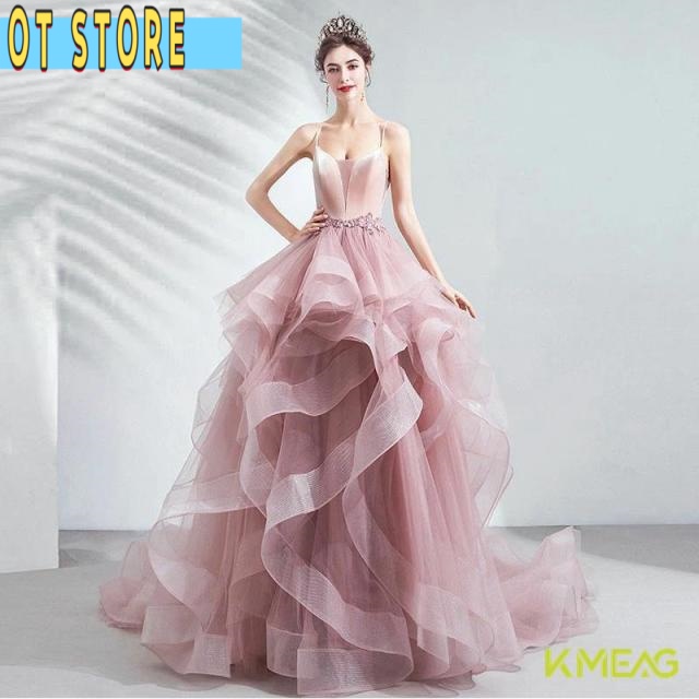 カラードレス ピンク ノースリーブ ピアノ発表会ドレス 結婚式 ウエディングドレス 花嫁 ロングドレス 二次会 パーティードレス コンサート 演奏会 ステージ衣装