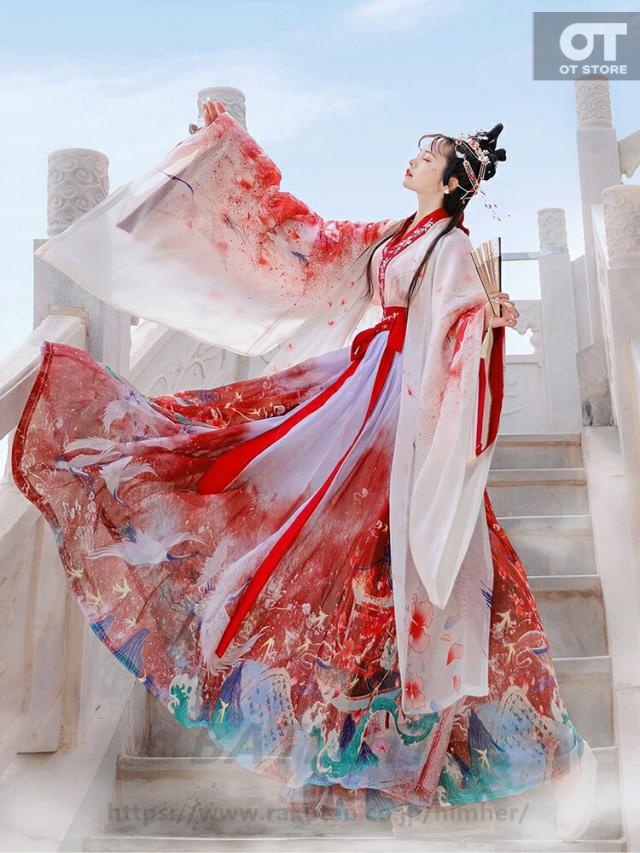 漢服 漢服セット 中華風 4点セット 唐装 中国古代衣装 花柄 刺繍 古風美人服 唐製 民族衣装 仮装 レディース 女の子 通勤 日常 コスプレ 宮廷 ファッション パーティー 学 きれい