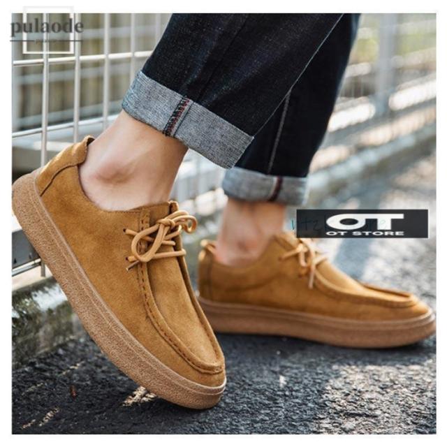 モカシン メンズ 3E 幅広 甲高 レースアップ ヒール2.5cm シークレットヒール（取り外し可能）2.5cm 軽量 カジュアル 痛くない ローヒー