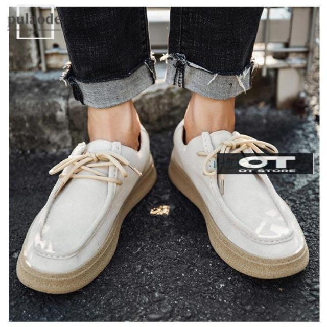 モカシン メンズ 3E 幅広 甲高 レースアップ ヒール2.5cm シークレットヒール（取り外し可能）2.5cm 軽量 カジュアル 痛くない ローヒー