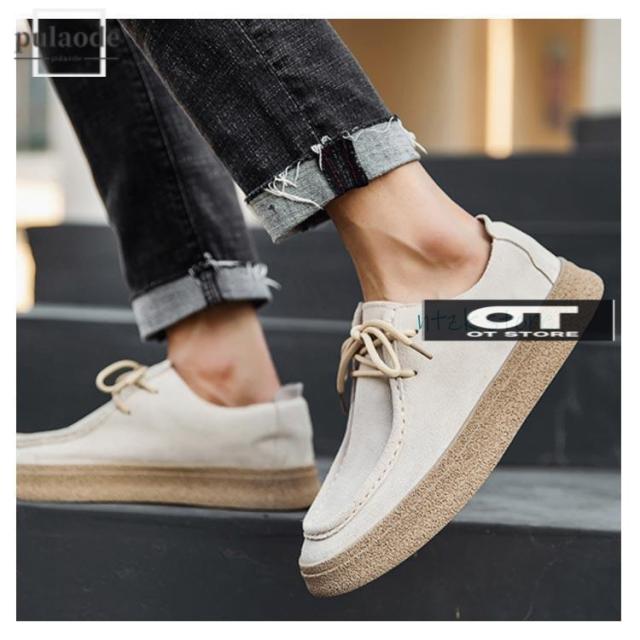 モカシン メンズ 3E 幅広 甲高 レースアップ ヒール2.5cm シークレットヒール（取り外し可能）2.5cm 軽量 カジュアル 痛くない ローヒー