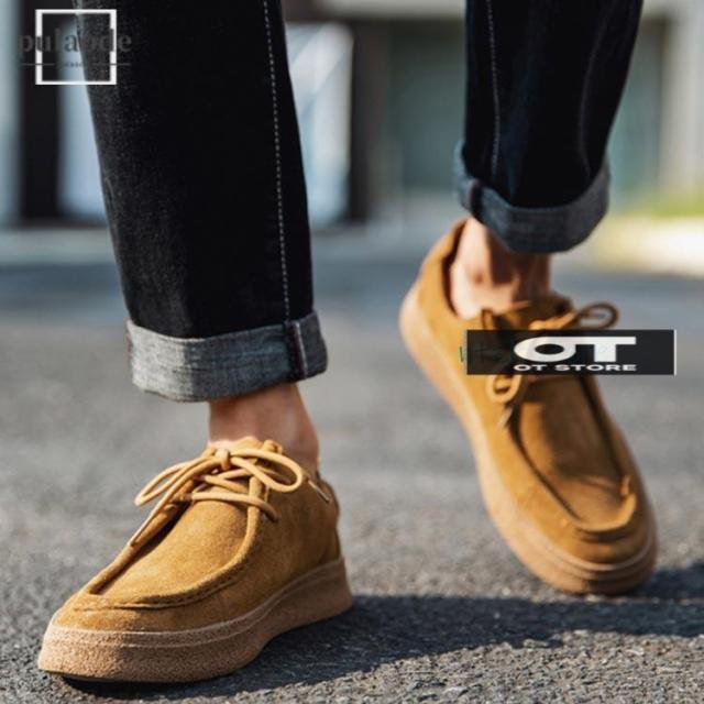 モカシン メンズ 3E 幅広 甲高 レースアップ ヒール2.5cm シークレットヒール（取り外し可能）2.5cm 軽量 カジュアル 痛くない ローヒー