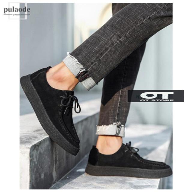 モカシン メンズ 3E 幅広 甲高 レースアップ ヒール2.5cm シークレットヒール（取り外し可能）2.5cm 軽量 カジュアル 痛くない ローヒー