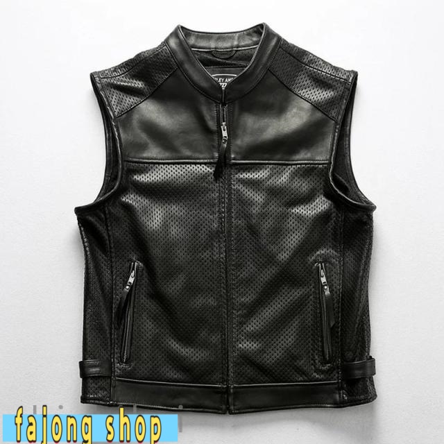 本革ベスト レザーベスト メンズファッション バイク革ベスト パンク風 ライダーメンズ 牛革バイクジャケット ライダースベスト バイクウェア レザー お洒落 ファッション 本革 ホワイトデー