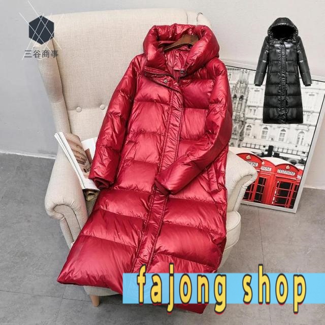 ロングコート レディース ロング おしゃれ 光沢 フード付き 中綿 ダウンコート 膝丈 ファッション 暖かい オーバーコート 赤 レッド ブラック アウター 女性 20代 30代 40代 50代 ダウンケット 通学 通勤 韓国風 冬服 大きいサイズ 中綿コート 軽量 撥水 厚手 中綿ジャケット