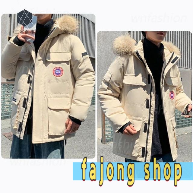 ダウンジャケット おしゃれ メンズ 毛皮 フード付き ダウンケット