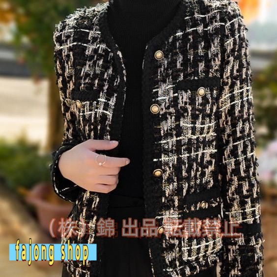 ノーカラージャケットブラック系ツイード上品セレモニーショートジャケット卒業式結婚式ほっそり効果大20代30代40代50代60代ミセス