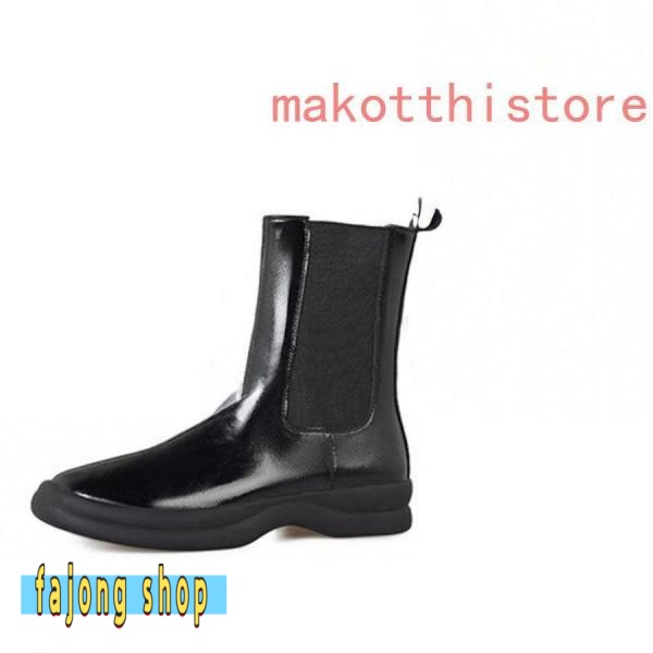 レディース ショートブーツ 本革 サイドゴアブーツ 牛革 ローヒール チェルシーブーツ 錦 厚底 身長アップ アンクルブーツ プラットフォーム レザー 4.5cm