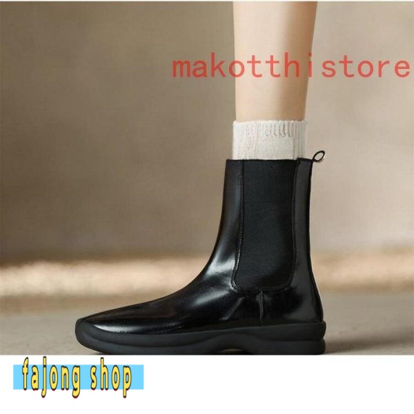 レディース ショートブーツ 本革 サイドゴアブーツ 牛革 ローヒール チェルシーブーツ 錦 厚底 身長アップ アンクルブーツ プラットフォーム レザー 4.5cm