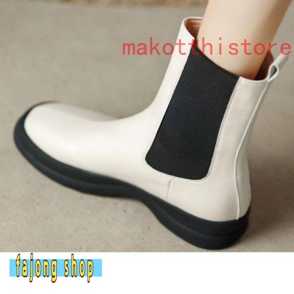 レディース ショートブーツ 本革 サイドゴアブーツ 牛革 ローヒール チェルシーブーツ 錦 厚底 身長アップ アンクルブーツ プラットフォーム レザー 4.5cm