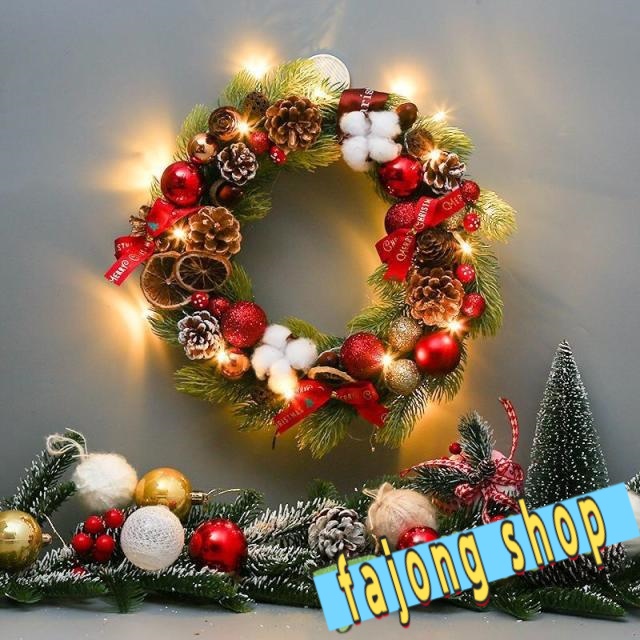 ライト付 クリスマスリース クリスマス飾り 華やか イルミネーションライト付き ドア 玄関リース 壁掛け インテリア デコレーション おしゃれ かわいい 飾り品