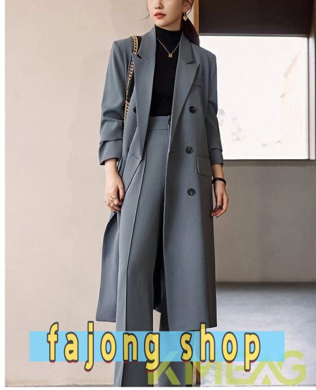 セットアップ レディース パンツスーツ ロングジャケット+ズボン ２点セット レディーススーツ 春 秋 冬 秋冬 中綿入り カジュアル スーツ ロング丈コート 体型カバー 成人式 フォーマル セレモニー スーツ ワイドパンツ ジャケット 着回し 大きいサイズ ビジネス 入学式