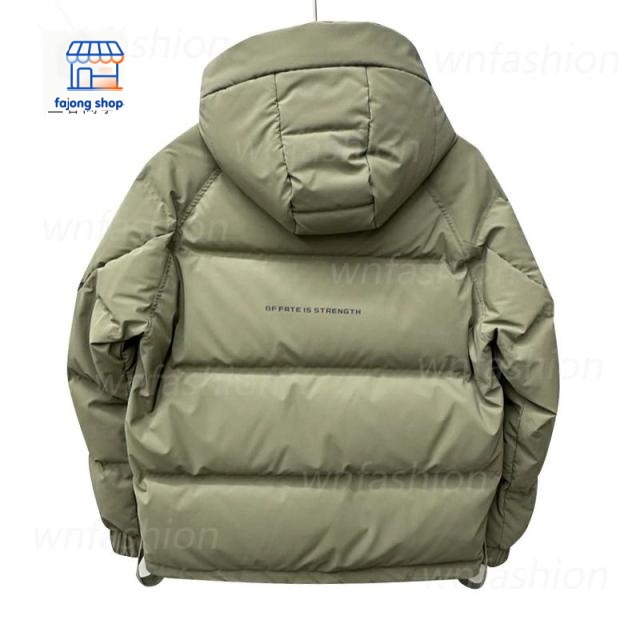 ダウンジャケット メンズ おしゃれ 英語 フード付き 上品 中綿コート