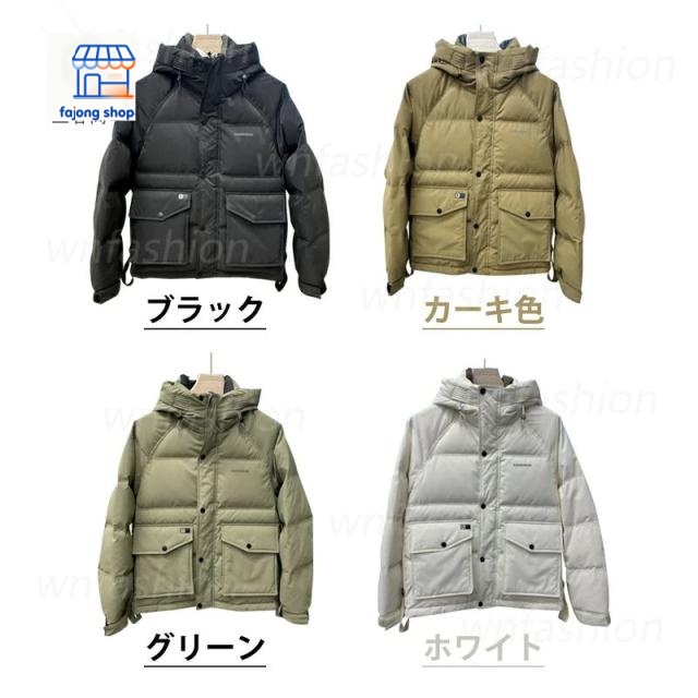 ダウンジャケット メンズ おしゃれ 英語 フード付き 上品 中綿コート