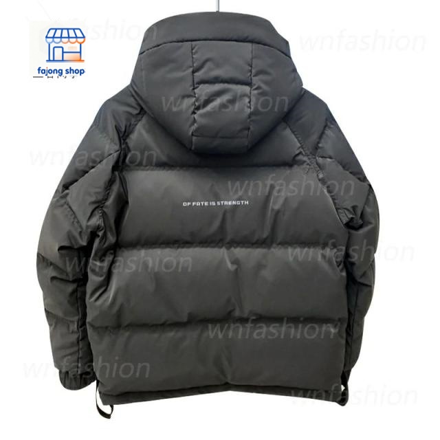 ダウンジャケット メンズ おしゃれ 英語 フード付き 上品 中綿コート