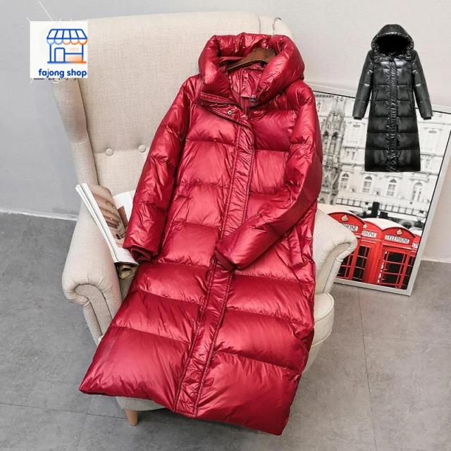 ロングコート レディース ロング おしゃれ 光沢 フード付き 中綿 ダウンコート 膝丈 ファッション 暖かい オーバーコート 赤 レッド ブラック アウター 女性 20代 30代 40代 50代 ダウンケット 通学 通勤 韓国風 冬服 大きいサイズ 中綿コート 軽量 撥水 厚手 中綿ジャケット
