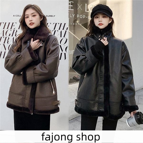 ライダースジャケット レディース ライダースジャケット レディース 革 ボア 革ジャン ジャケット レトロ ショート コート 40代 秋冬 韓国 ゆったり 黒 ブラウン