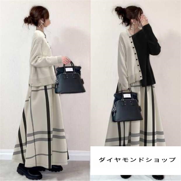 ワンピース 2023 新作 レディース 40代 きれいめ春 秋冬 セットアップ 長袖 ロングスカート ニットワンピース フリーサイズ ニットセットアップ