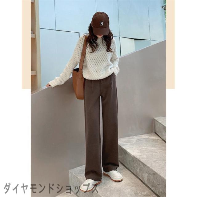 ワイドパンツ スラックス レディース ラシャ 秋冬 ガウチョパンツ