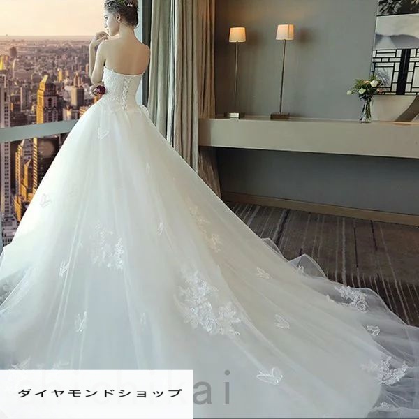 ウエディングドレス aライン オフショルダー ロングドレス 引き裾 トレーン 結婚式 花嫁 白 フォーマルドレス サッシュベルト シルク ホワイトデー