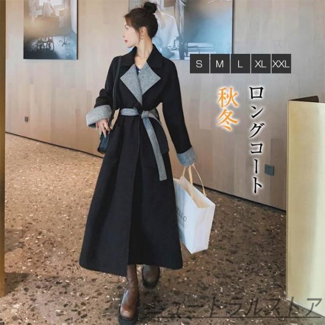 コート ロングコート レディース チェスターコート ミモレ丈 ラシャ風 アウター ウール混コート ベルト付き 冬 暖か 切り替え オシャレ 大きいサイズ 通勤 OL