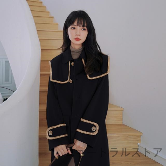 送料無料コート ミディアム丈 ロング 優雅 通勤 韓国風 カジュアル レディース ダッフルコート大きいサイズ ボダン 秋冬 S-XL 厚手 2colors ブラック ベージュ