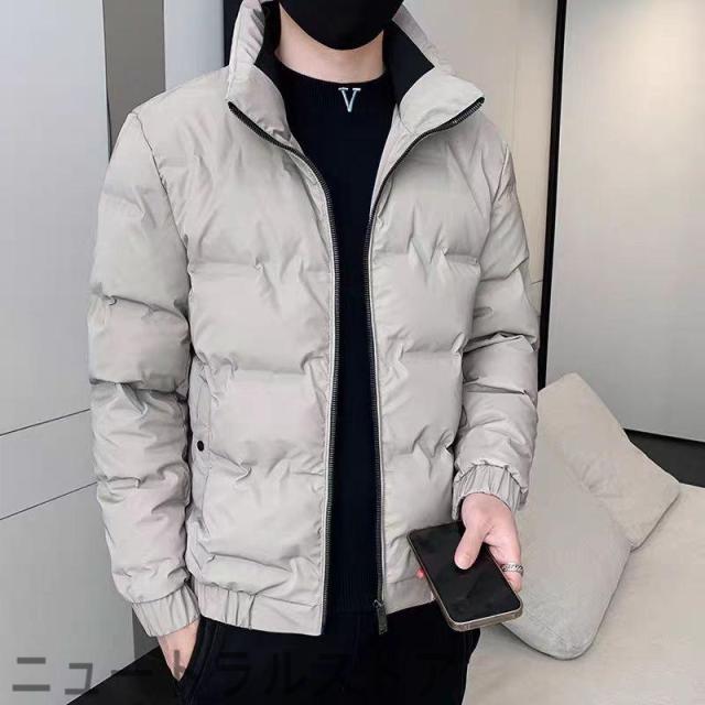 ダウンジャケット メンズ 無地 ショート ダウンコート 詰襟 羽毛 アウター おしゃれ 英語 大きいサイズ ジャケット 高級 ブルゾン男性 30代 40代 50代