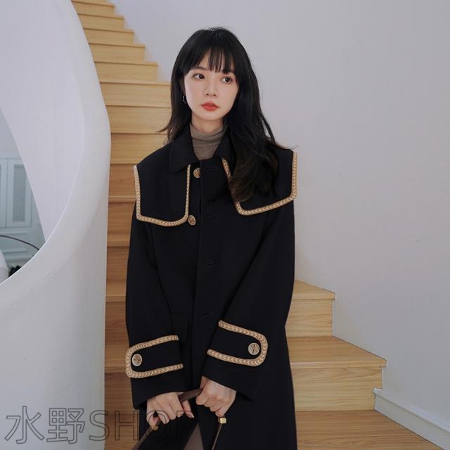 送料無料コート ミディアム丈 ロング 優雅 通勤 韓国風 カジュアル レディース ダッフルコート大きいサイズ ボダン 秋冬 S-XL 厚手 2colors ブラック ベージュ