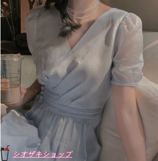 ワンピース ロングスカート フレアスカート 膝下 ミモレ ミモレ丈 袖あり 半袖 ボリューム袖 パフスリーブ Ｖネック フレア 切り替えデザイン チュール シフォン ベルト ウエストマーク かわいい 大人可愛い きれいめ カジュアル 大人 上品 リゾート 着回し おしゃれ お洒落